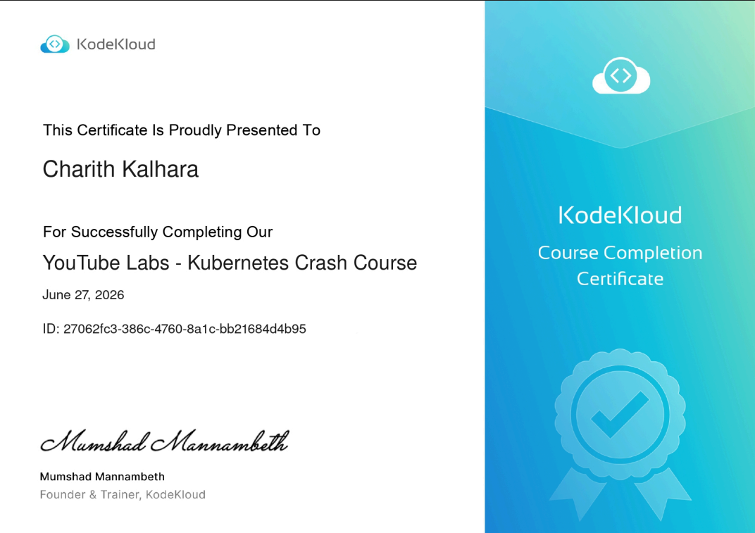 Kubernetes crash course certificate